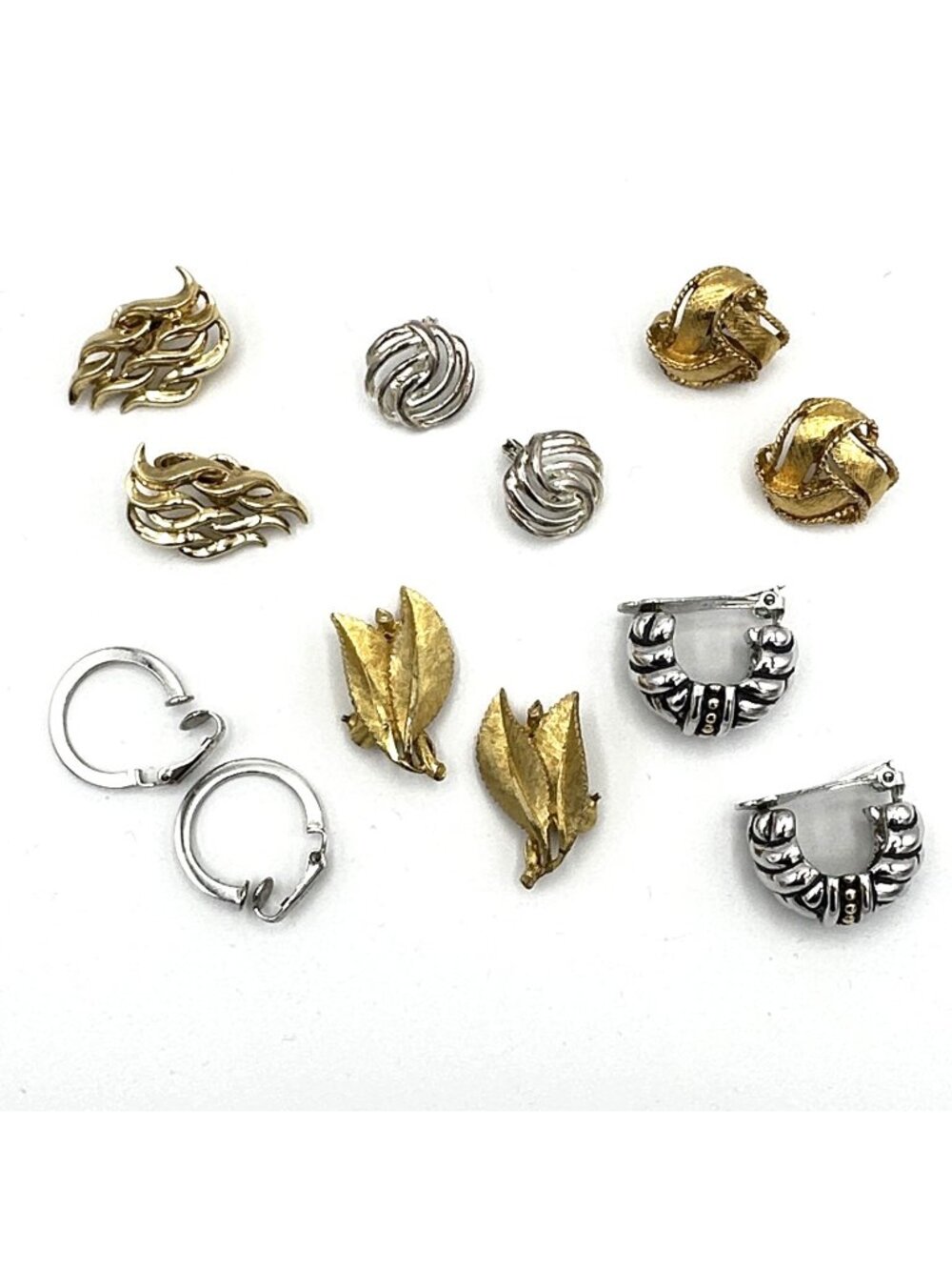 GOLD & SILVER-TONE vintage earring lot - 6 designer clip-ons BSK Monet Trifari 4